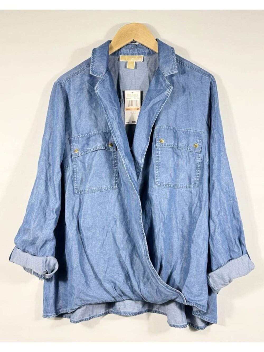 NEW Michael Kors Women's 2X Long Sleeve Denim Shirt • Reg Price $110